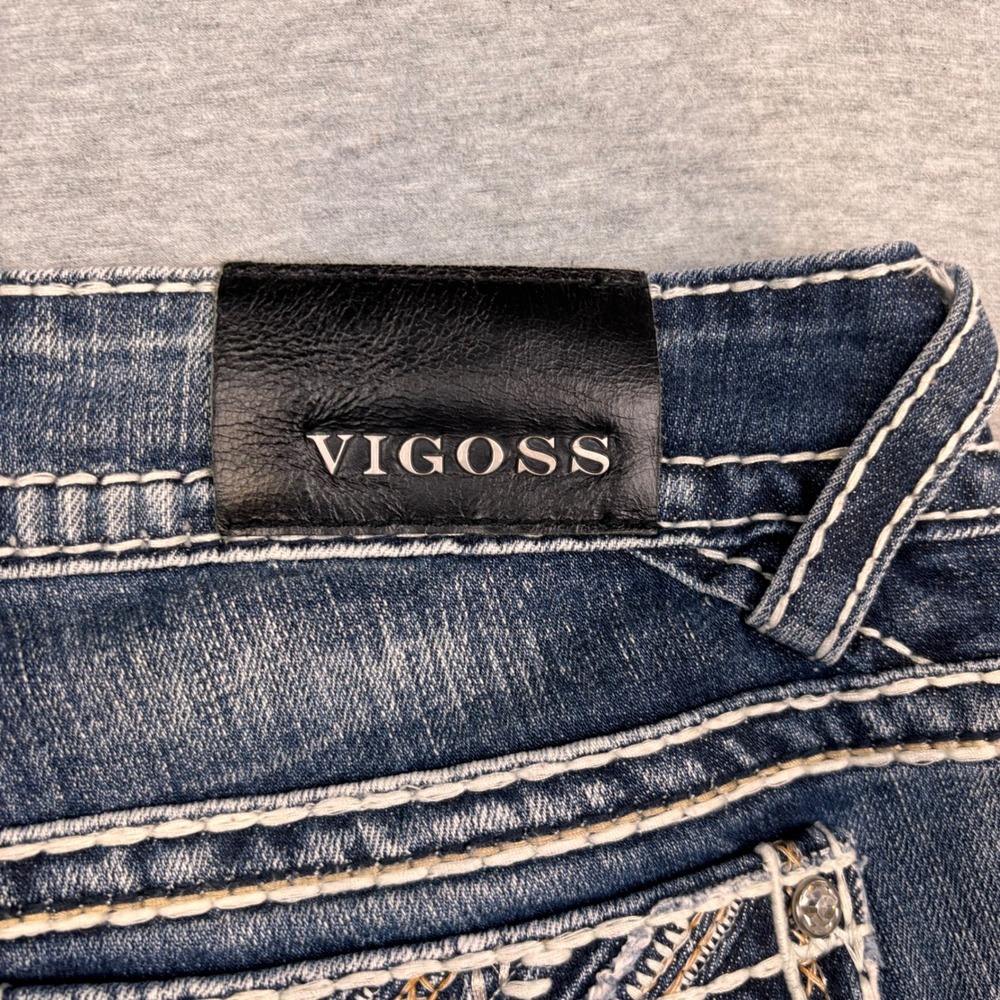 Vigoss The New York Capri Jeans Womens 16 Medium Wash Embellished Pocket Stretch - Picture 9 of 13